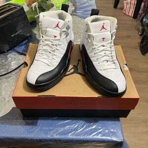 Jordan Men's White, Black, and Red Sneakers